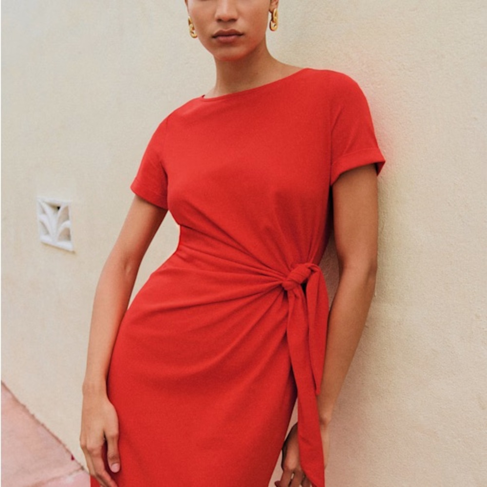 Sezane Pippa Midi Dress Coral/Red